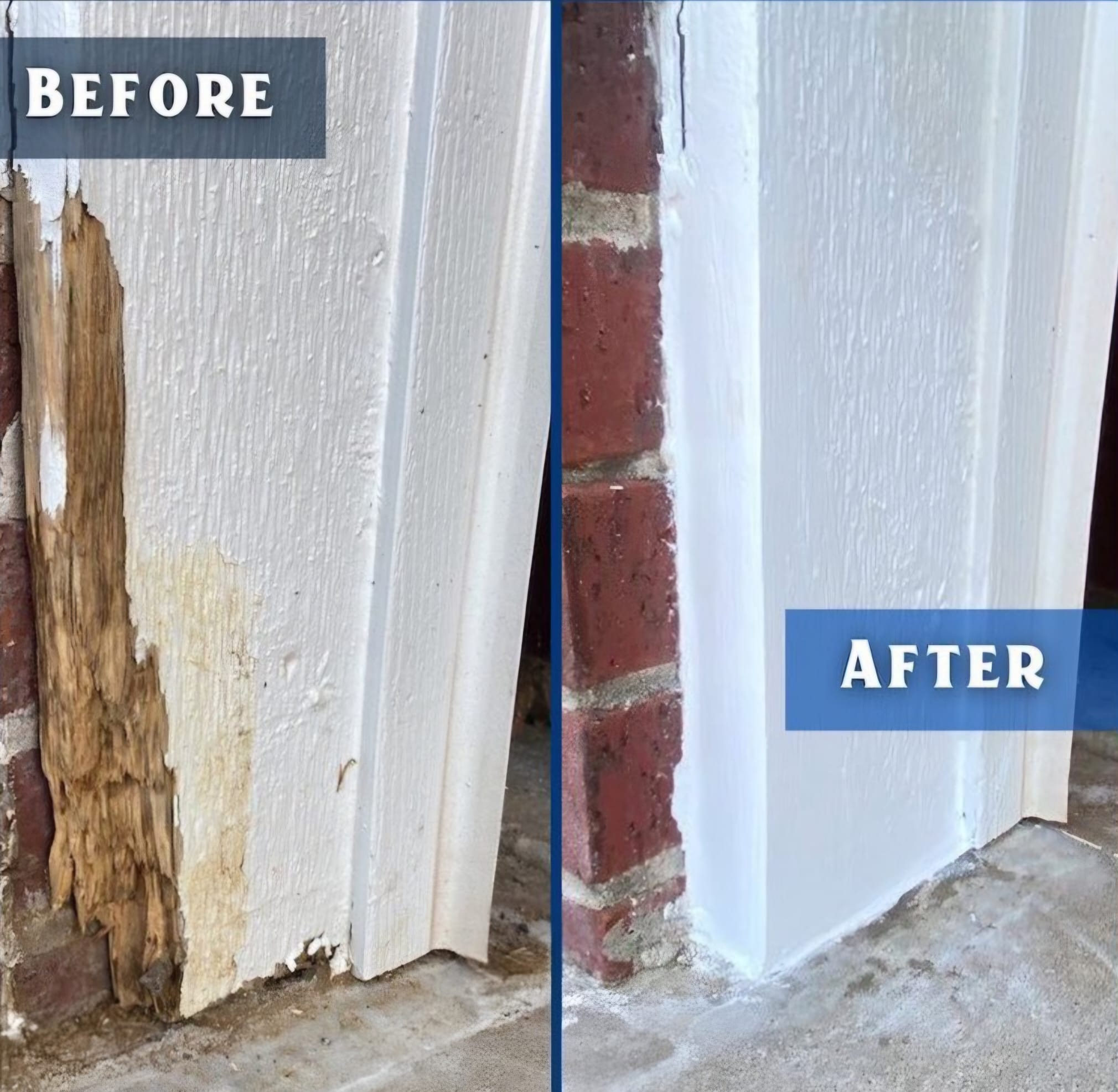 Skirting board before and after repaint