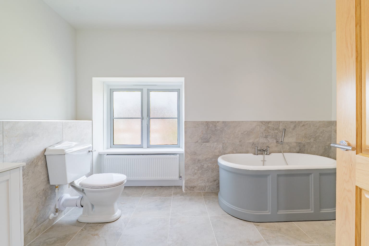 Freshly painted new-build bathroom